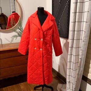 Easel coral Red Quilted Puffer Coat small